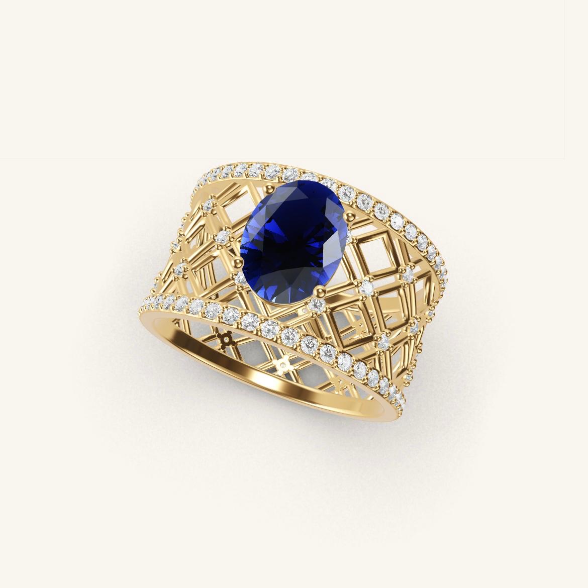 Louvre - Oval Sapphire - 1 carat - Yellow Gold