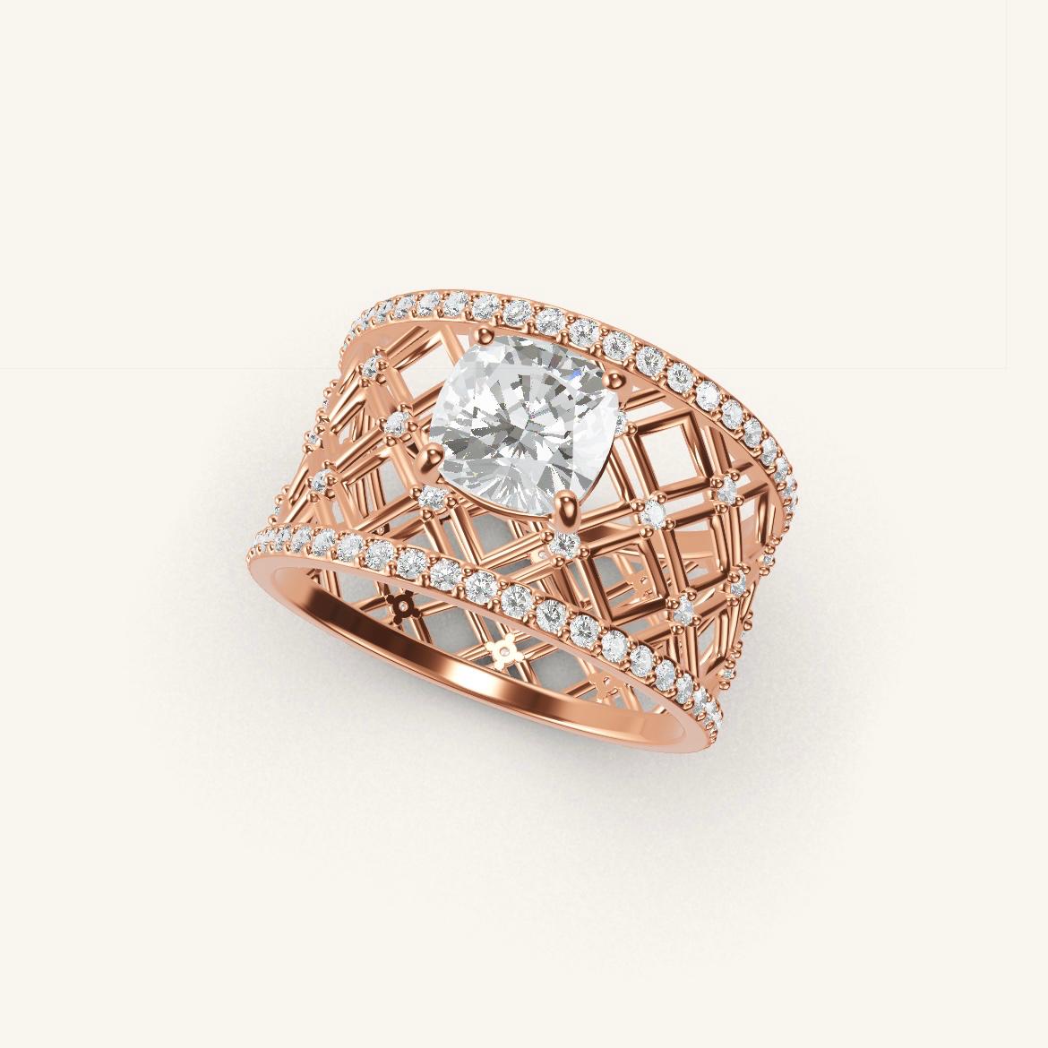 Louvre - Diamant Coussin - 1 carat - Or Rose