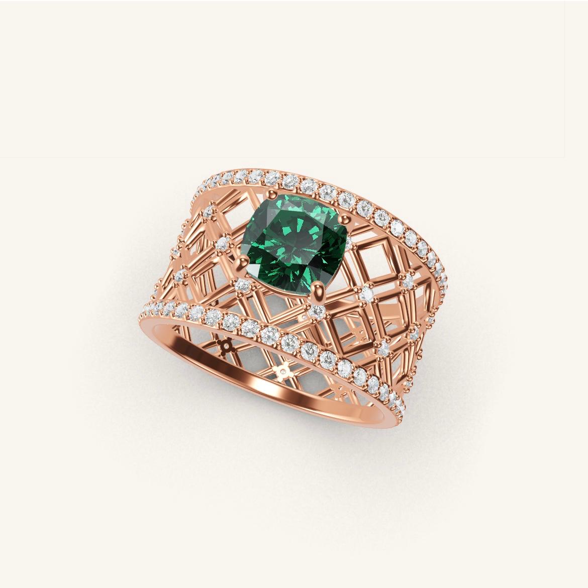 Louvre - Cushion Emerald - 1 carat - Rose Gold