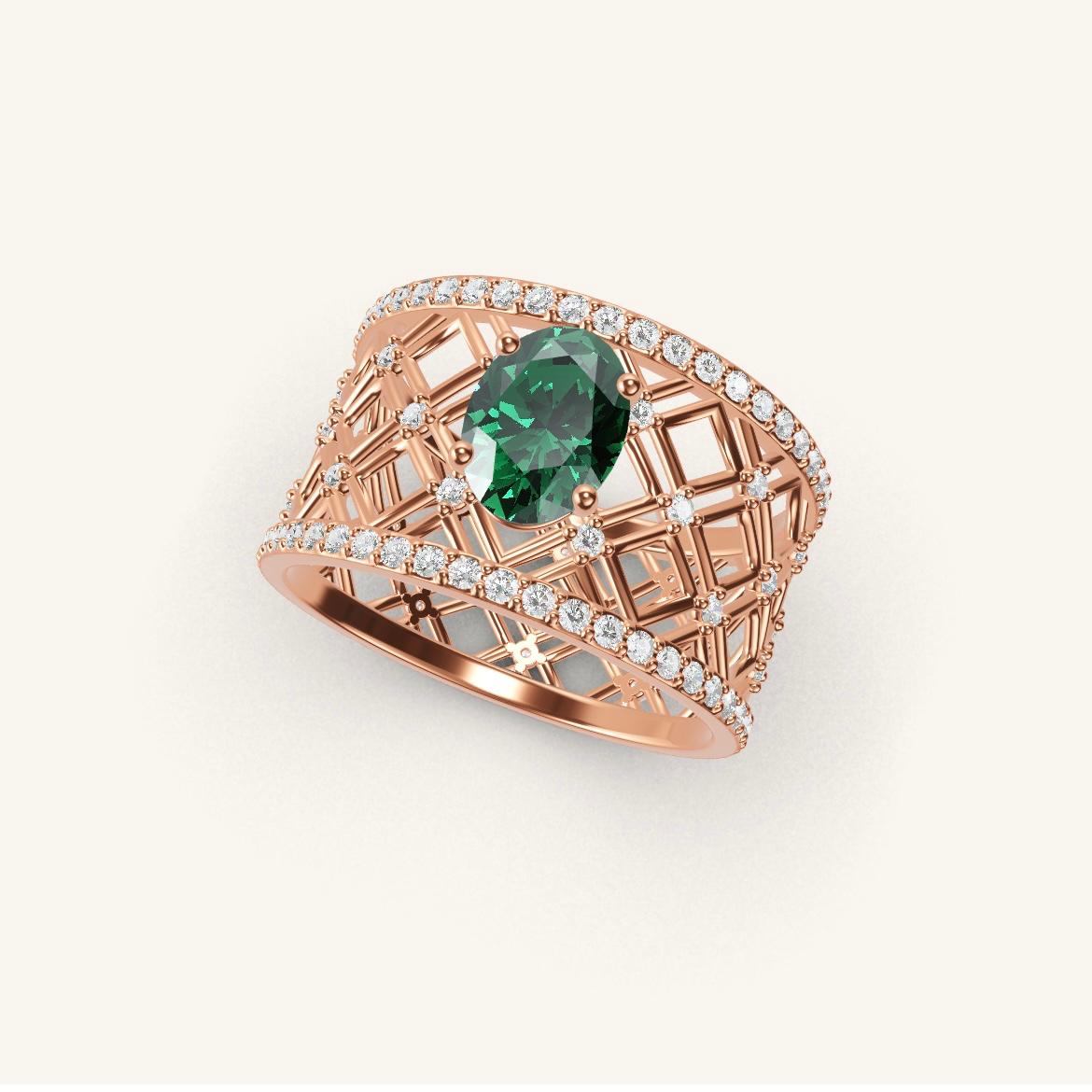 Louvre - Oval Emerald - 0.7 carat - Rose Gold