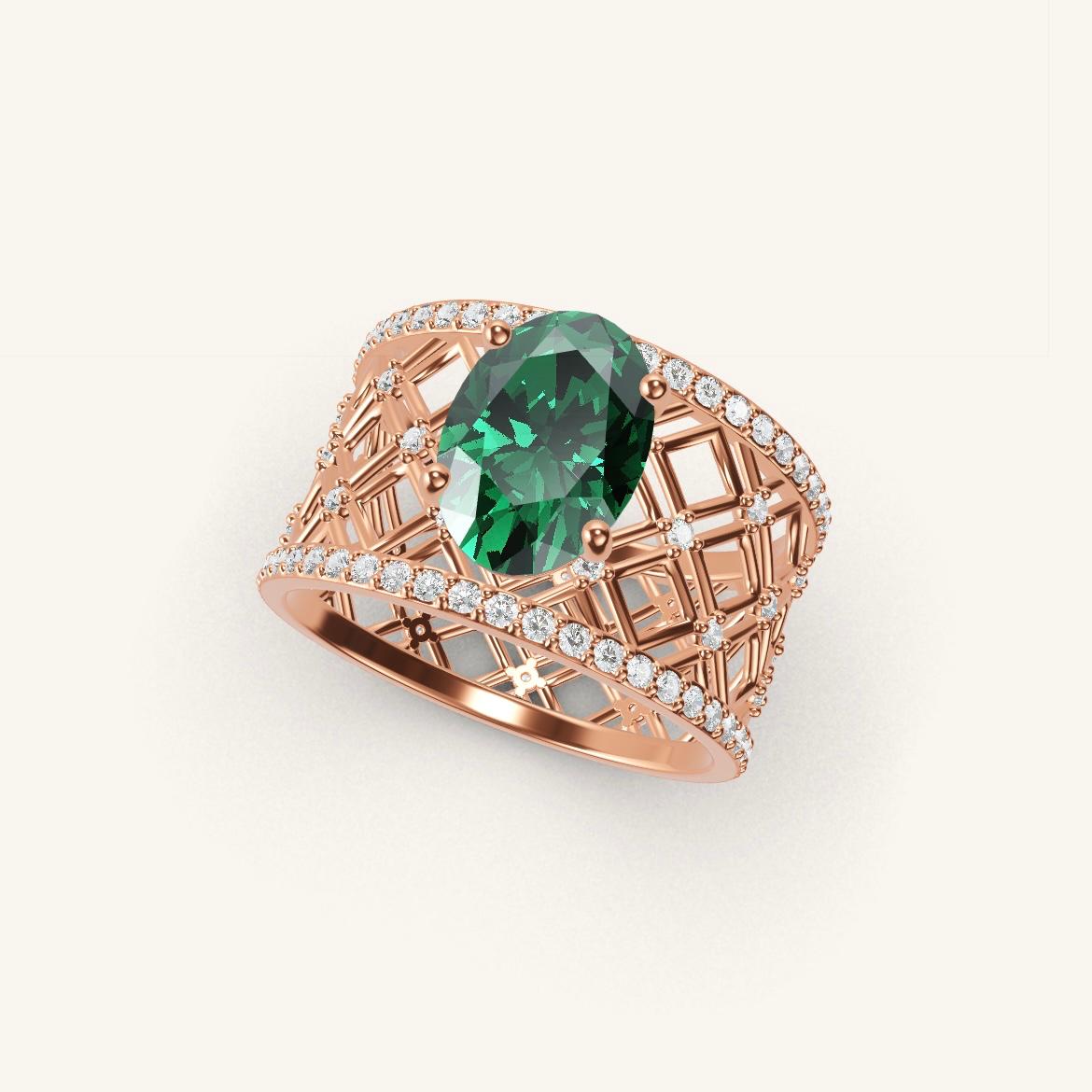 Louvre - Oval Emerald - 1.4 carat - Rose Gold