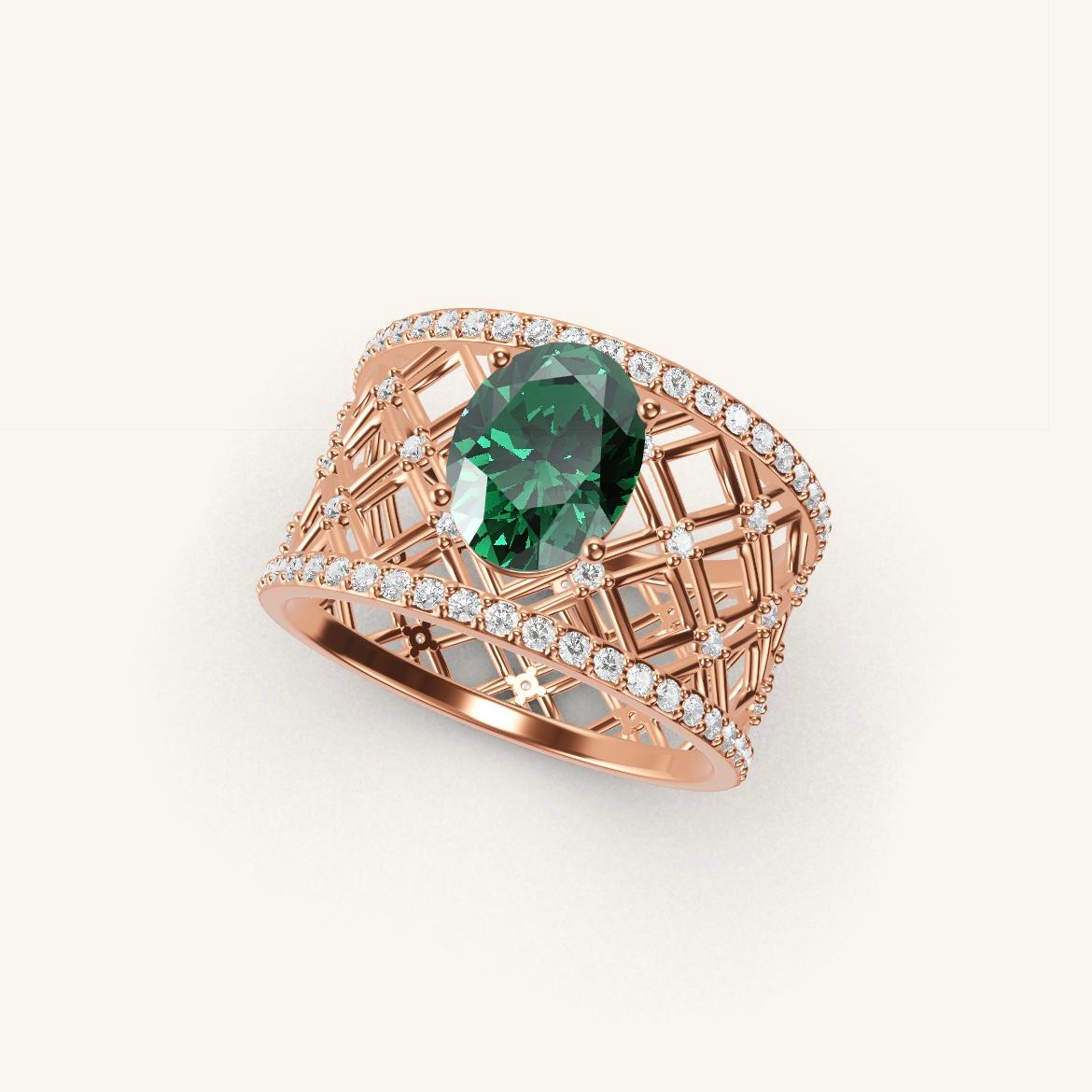 Louvre - Oval Emerald - 1 carat - Rose Gold