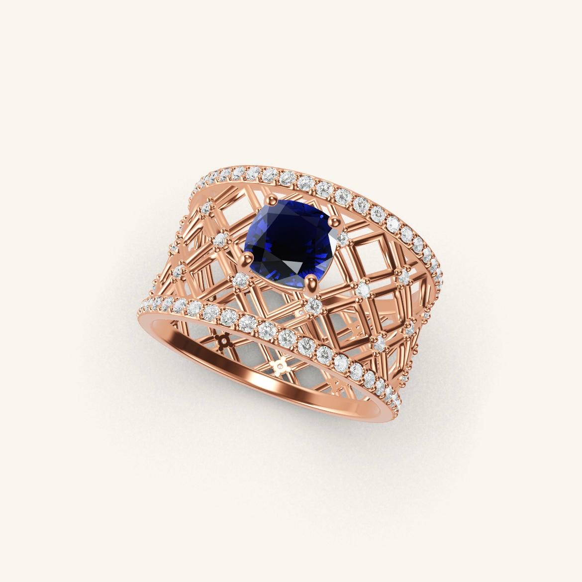 Louvre - Cushion Sapphire - 0.7 carat - Rose Gold