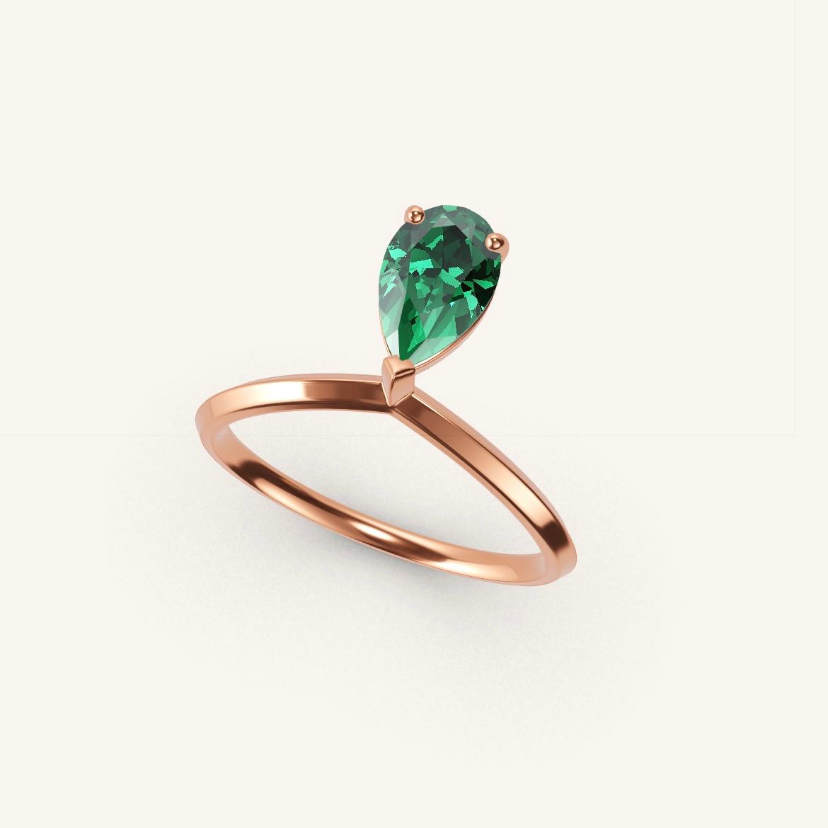 Palais Royal - Emeraude Poire - 0,7 carat - Or Rose