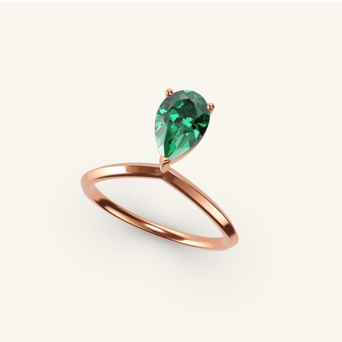 Palais Royal - Pear Emerald - 1 carat - Rose Gold