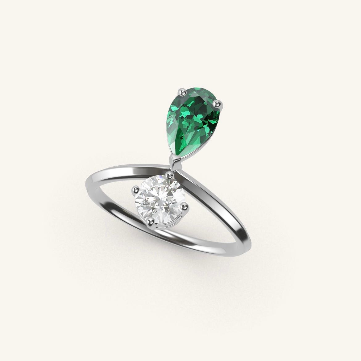 Place des Vosges - Pear Emerald - 0.7 carat - White Gold