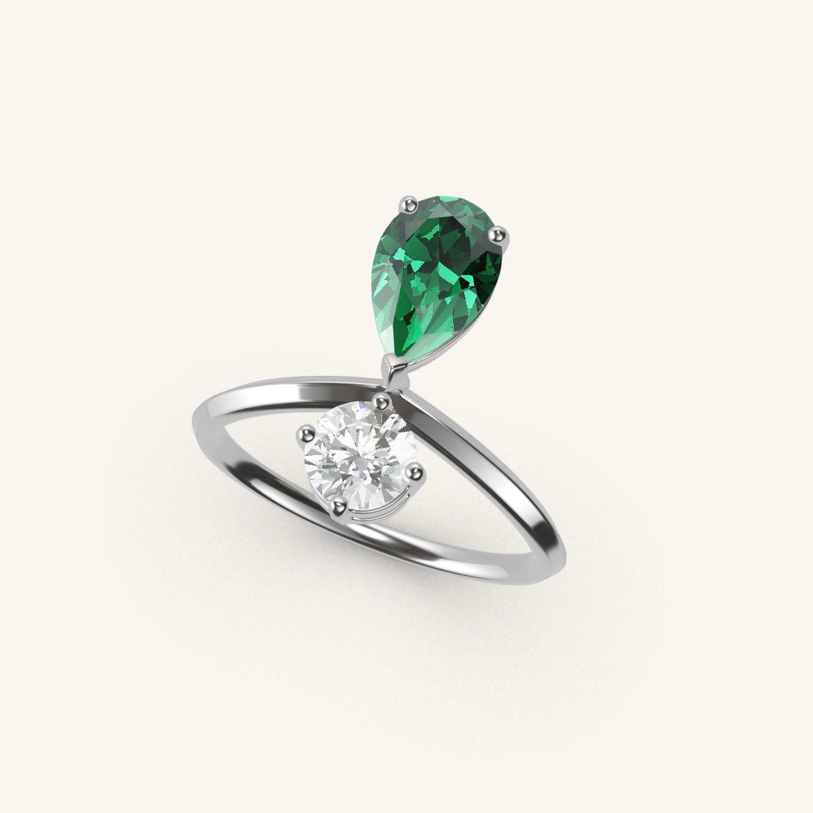 Place des Vosges - Pear Emerald - 1 carat - White Gold