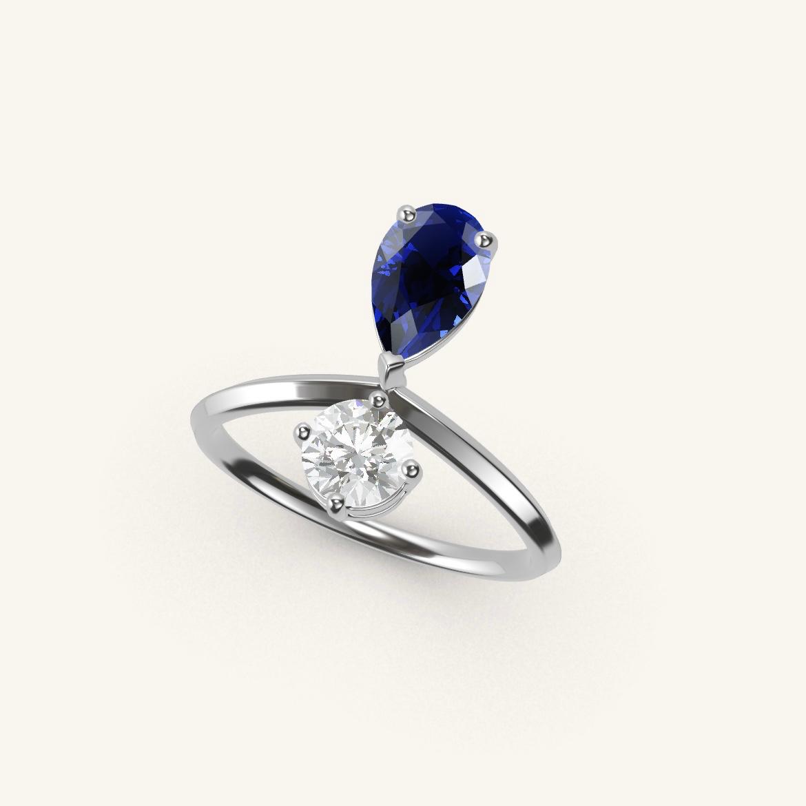 Place des Vosges - Pear Sapphire - 0.7 carat - White Gold