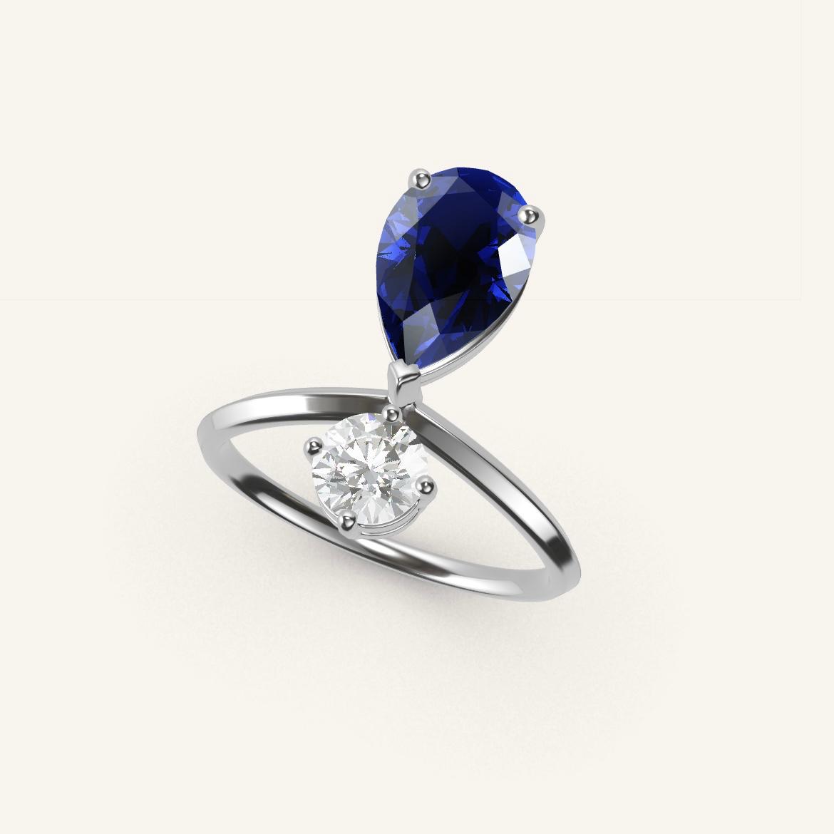 Place des Vosges - Pear Sapphire - 1.4 carat - White Gold