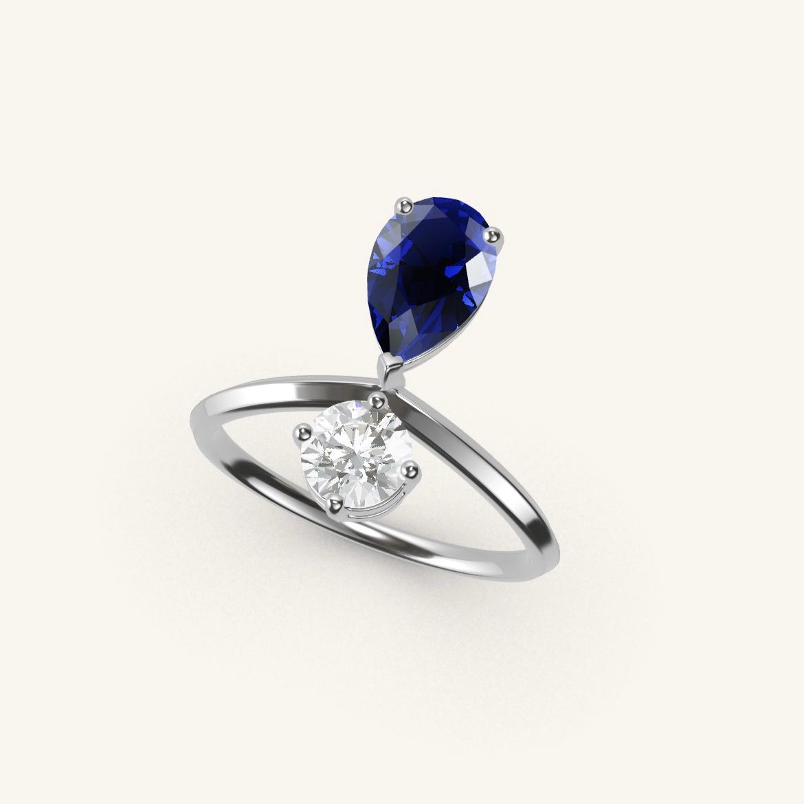 Place des Vosges - Pear Sapphire - 1 carat - White Gold