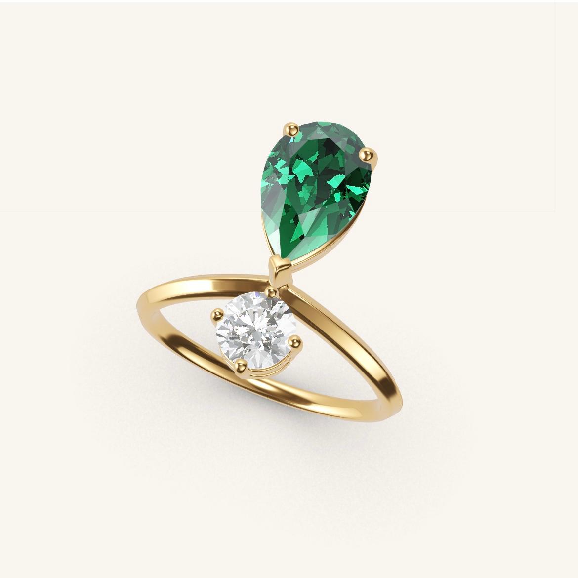 Place des Vosges - Pear Emerald - 1.4 carat - Yellow Gold