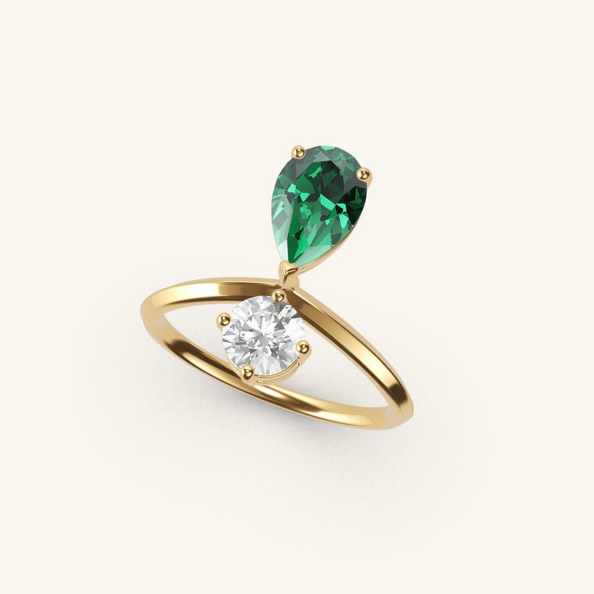Place des Vosges - Pear Emerald - 1 carat - Yellow Gold