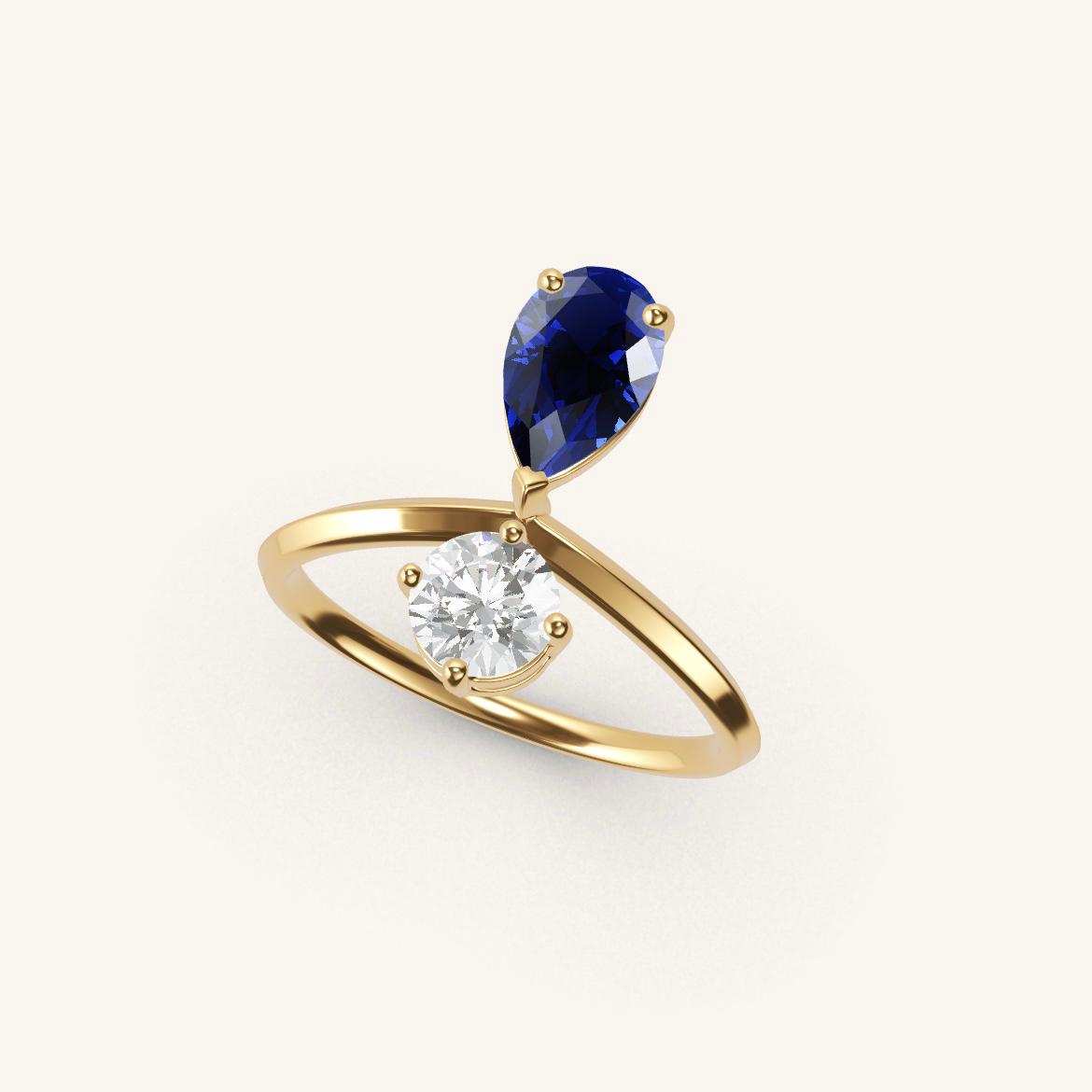 Place des Vosges - Saphir Poire - 0,7 carat - Or Jaune