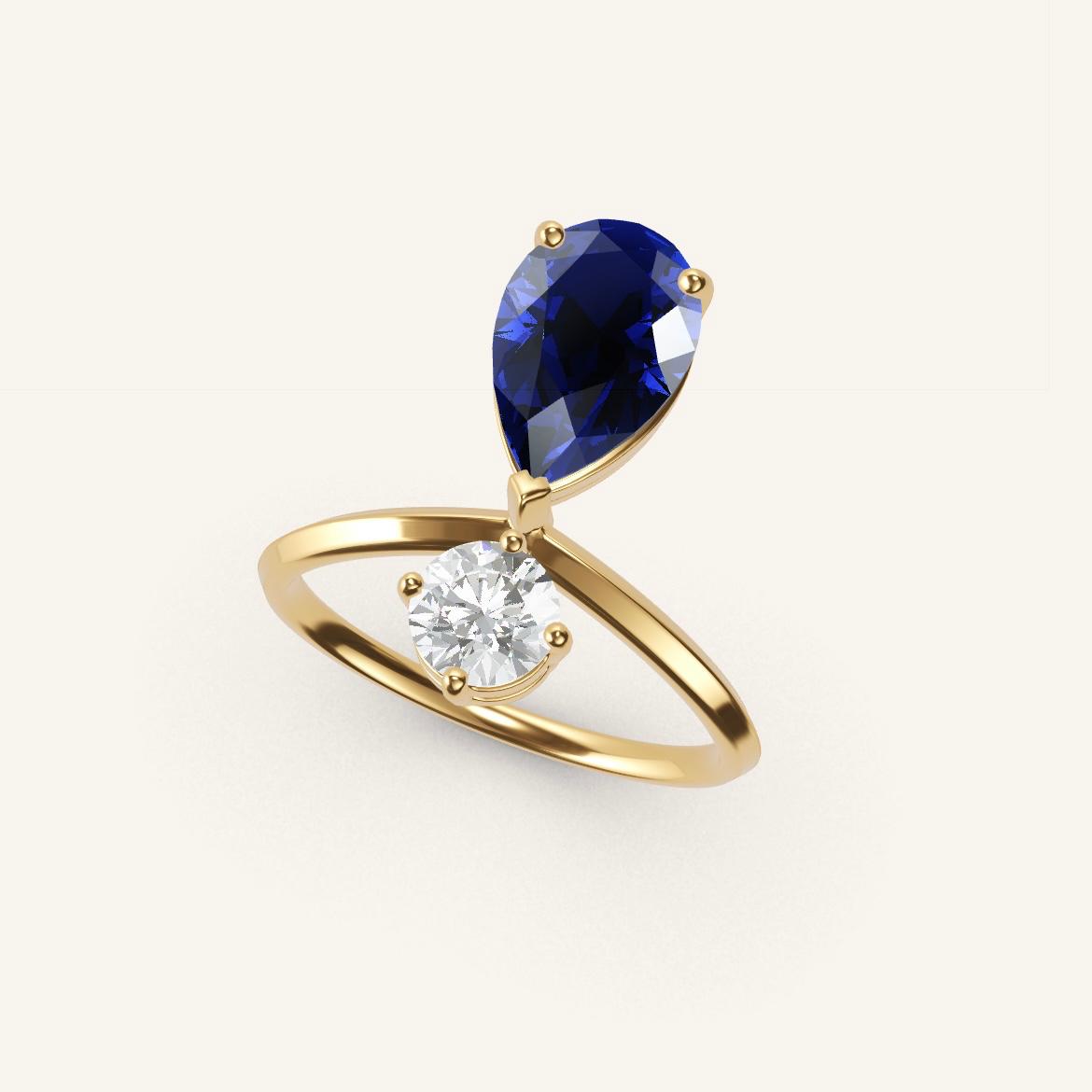 Place des Vosges - Saphir Poire - 1,4 carat - Or Jaune
