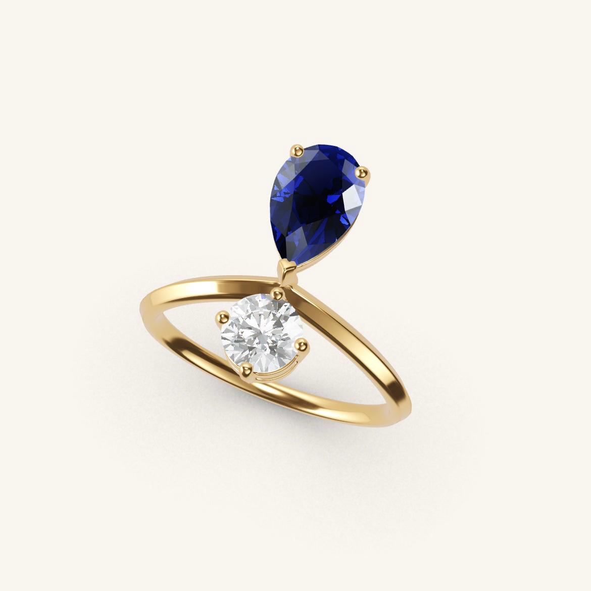 Place des Vosges - Pear Sapphire - 1 carat - Yellow Gold