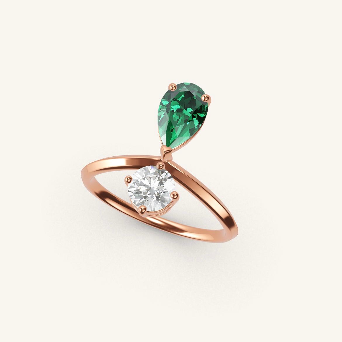 Place des Vosges - Pear Emerald - 0.7 carat - Rose Gold