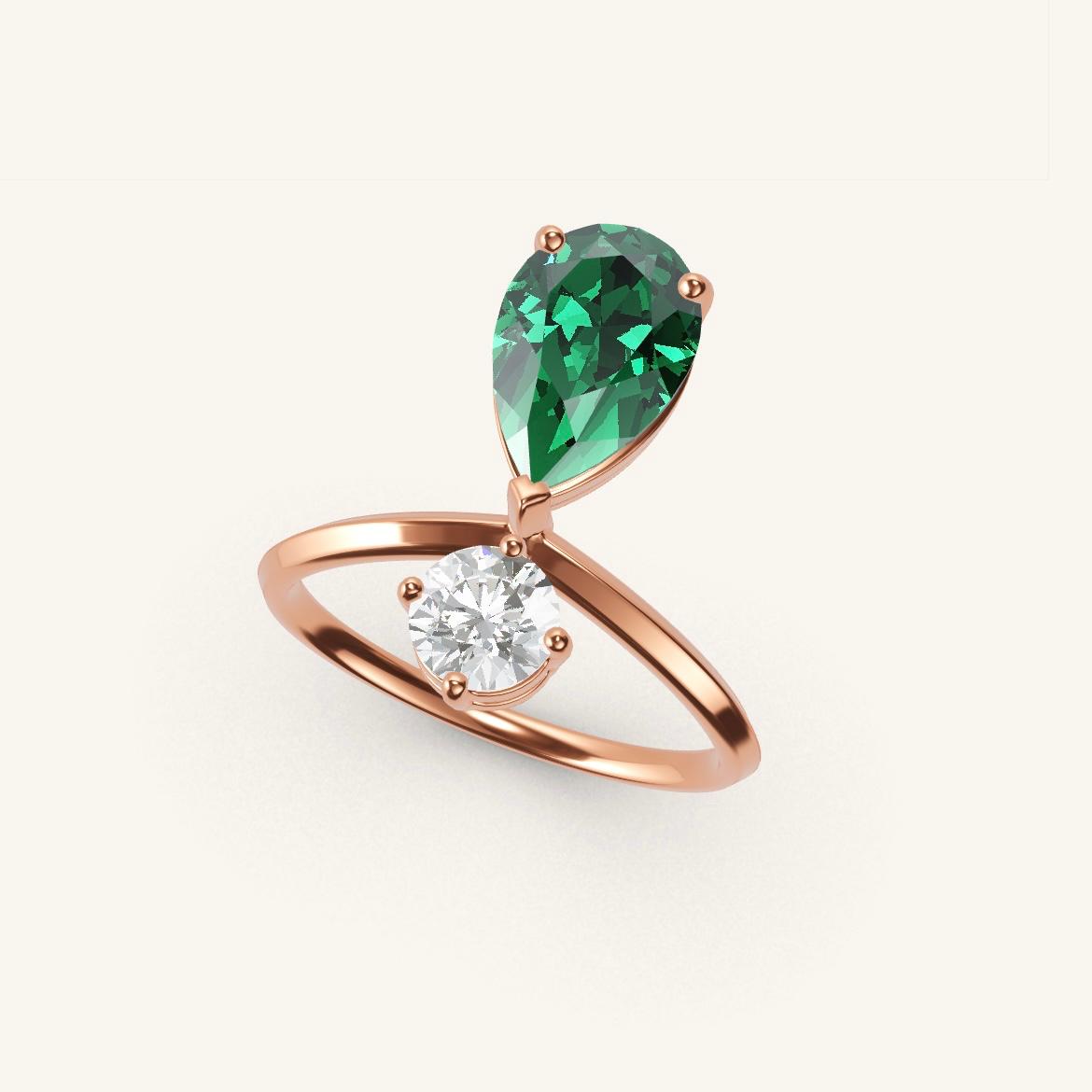 Place des Vosges - Pear Emerald - 1.4 carat - Rose Gold