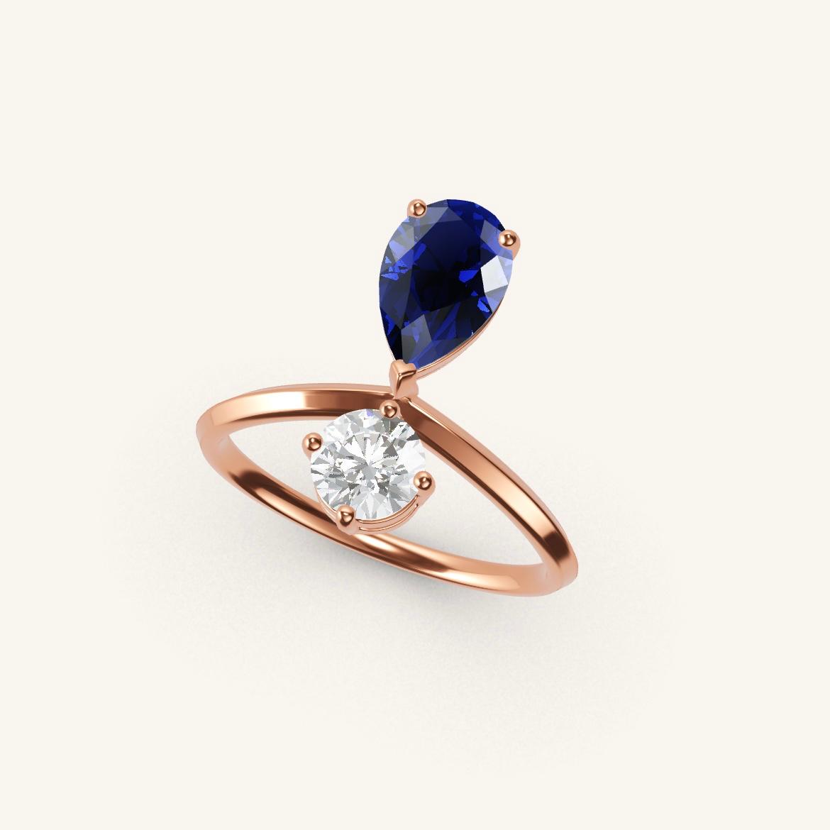 Place des Vosges - Saphir Poire - 1 carat - Or Rose