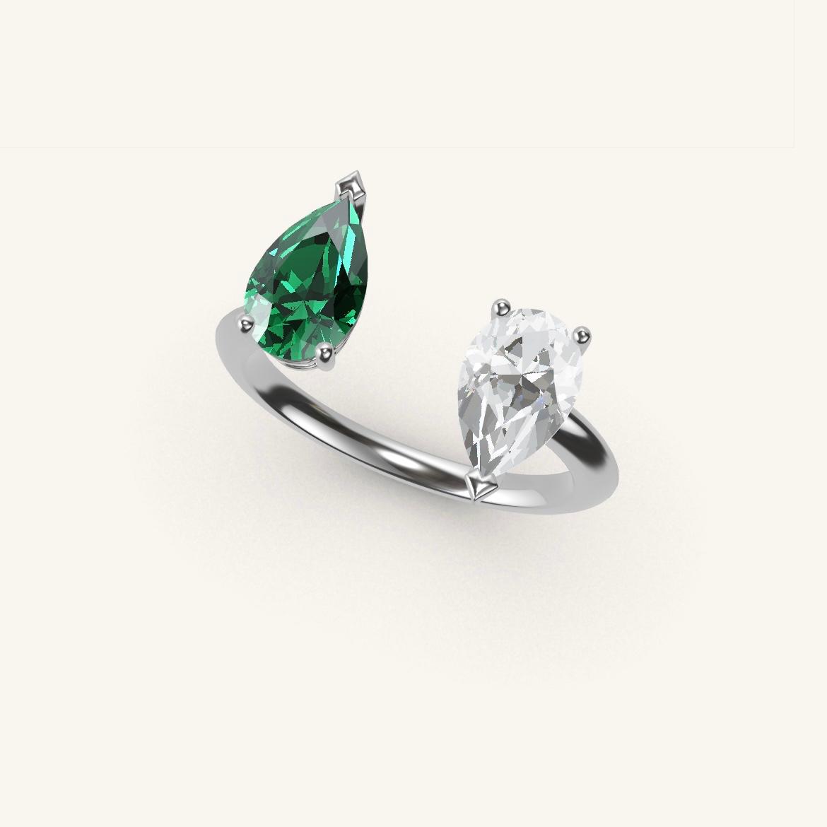 Pont Mirabeau - Emeraude Poire - 0,7 carat - Or Blanc