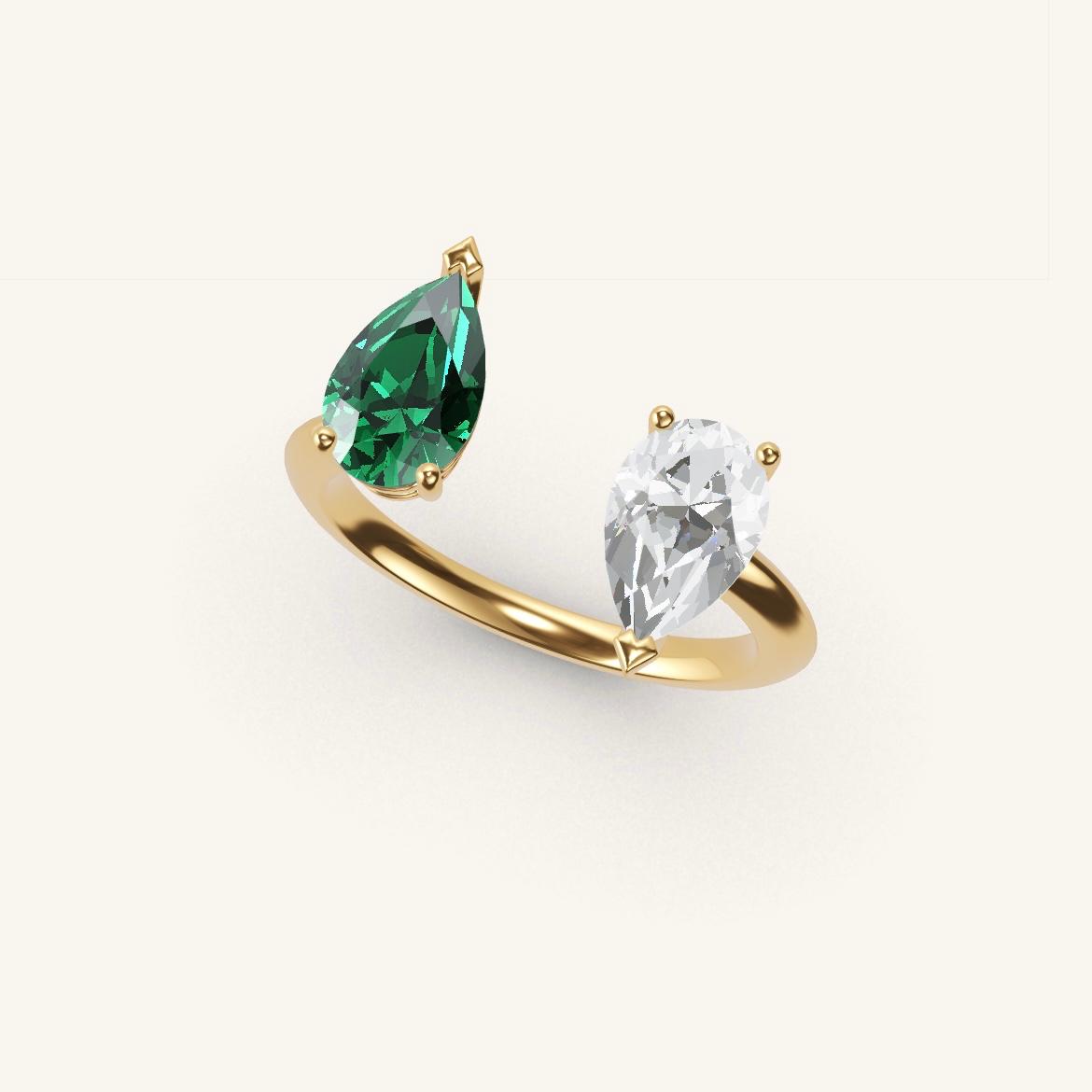 Pont Mirabeau - Emeraude Poire - 0,7 carat - Or Jaune