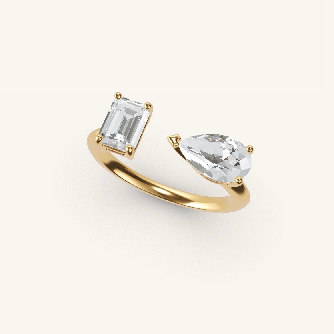 Pont des Arts - Diamant Emeraude - 0,7 carat - Or Jaune
