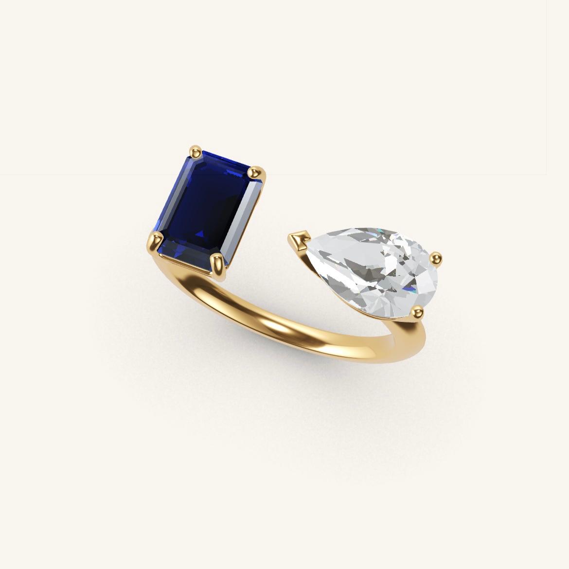 Pont des Arts - Emerald Sapphire - 1 carat - Yellow Gold