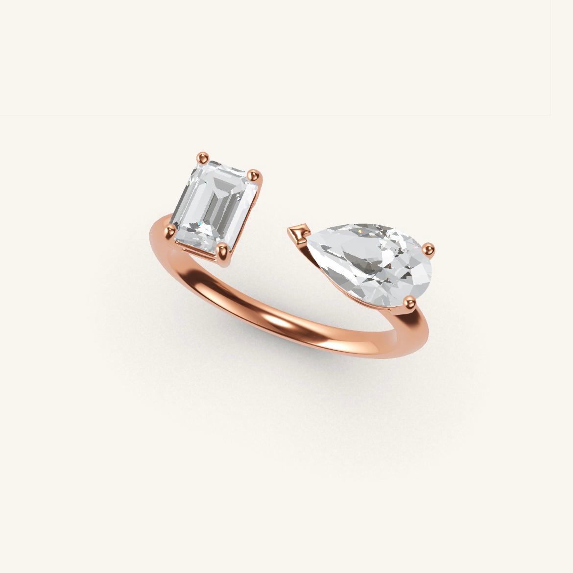 Pont des Arts - Diamant Emeraude - 0,7 carat - Or Rose
