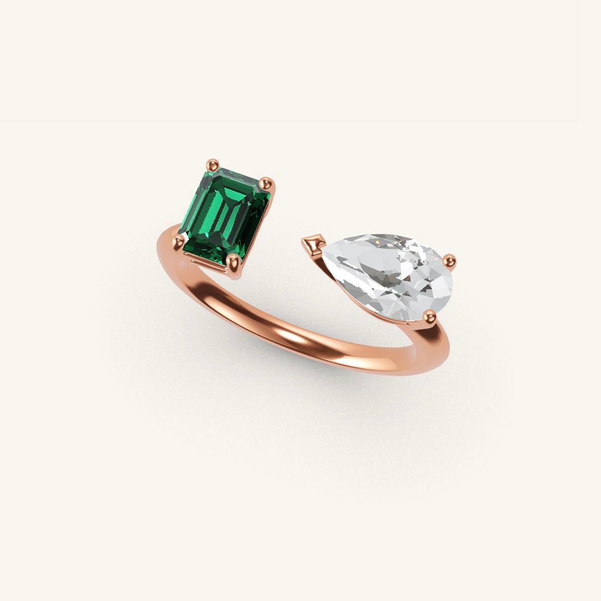 Pont des Arts - Emerald Emerald - 0.7 carat - Rose Gold