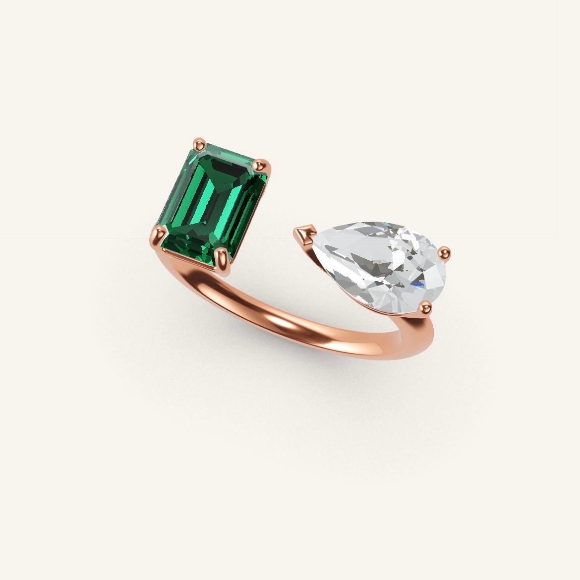 Pont des Arts - Emerald Emerald - 1 carat - Rose Gold