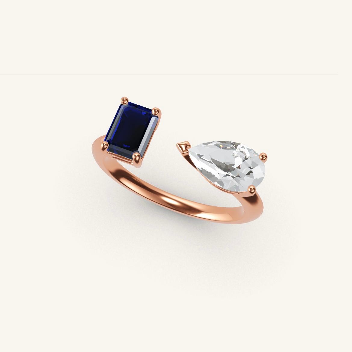 Pont des Arts - Emerald Sapphire - 0.7 carat - Rose Gold