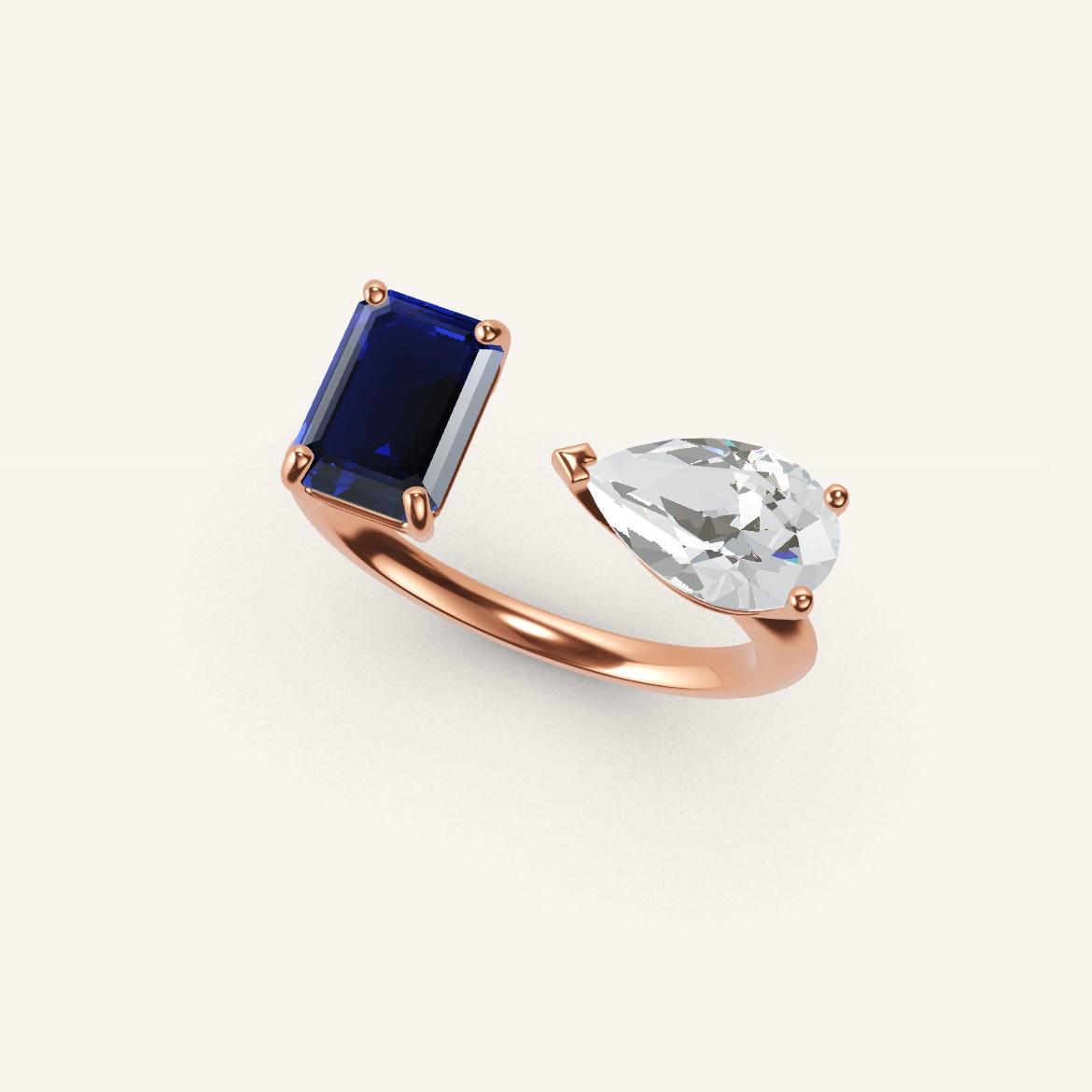 Pont des Arts - Emerald Sapphire - 1 carat - Rose Gold