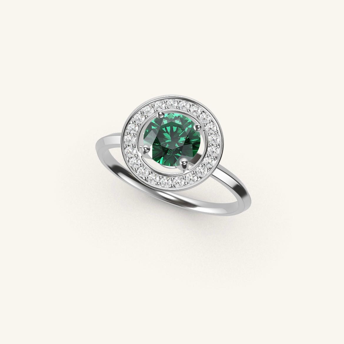 Monceau - Round Emerald - 0.7 carat - White Gold