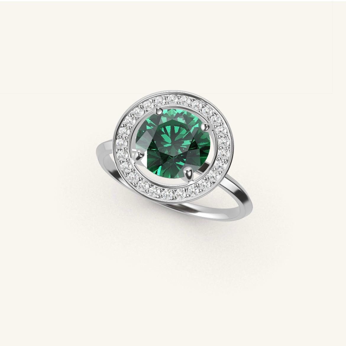 Monceau - Round Emerald - 1.4 carat - White Gold