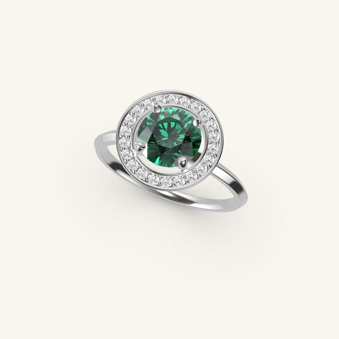 Monceau - Round Emerald - 1 carat - White Gold