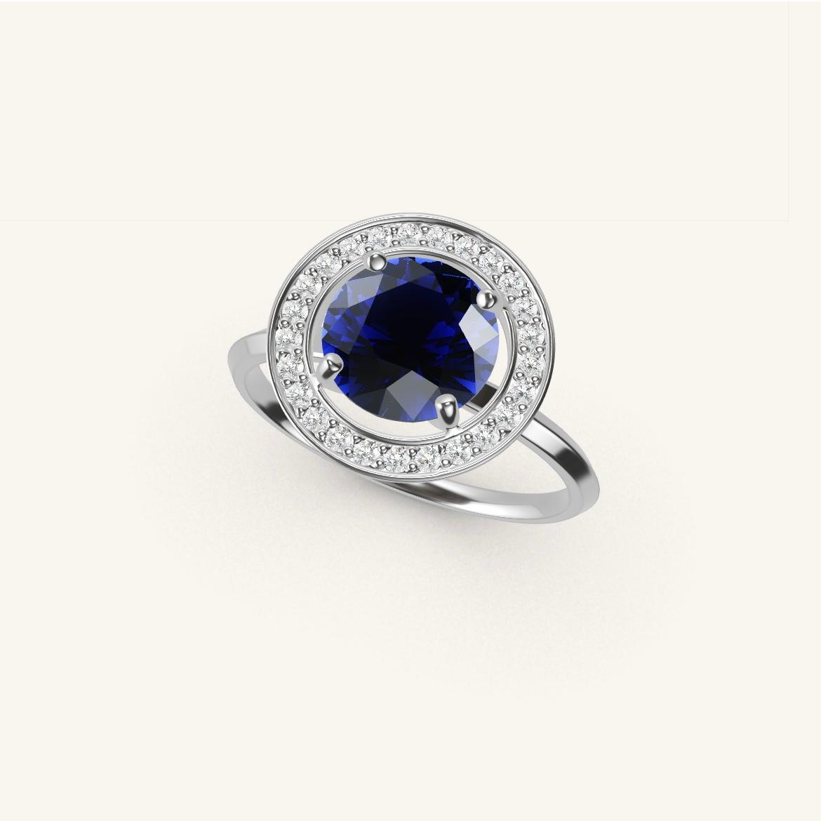 Monceau - Round Sapphire - 1.4 carat - White Gold