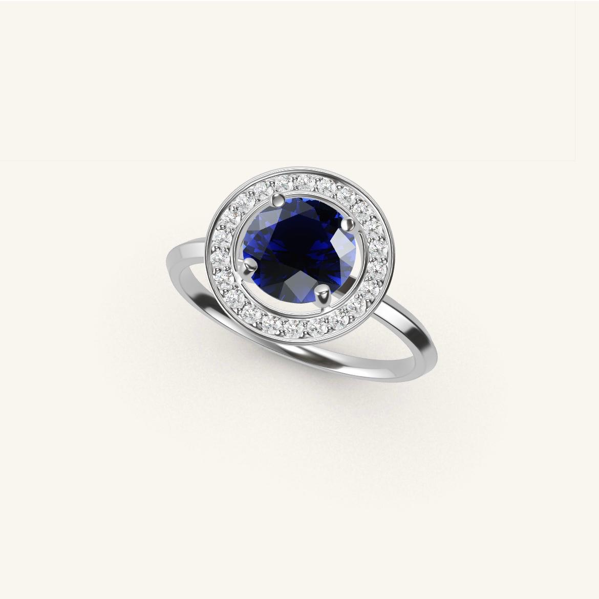 Monceau - Round Sapphire - 1 carat - White Gold