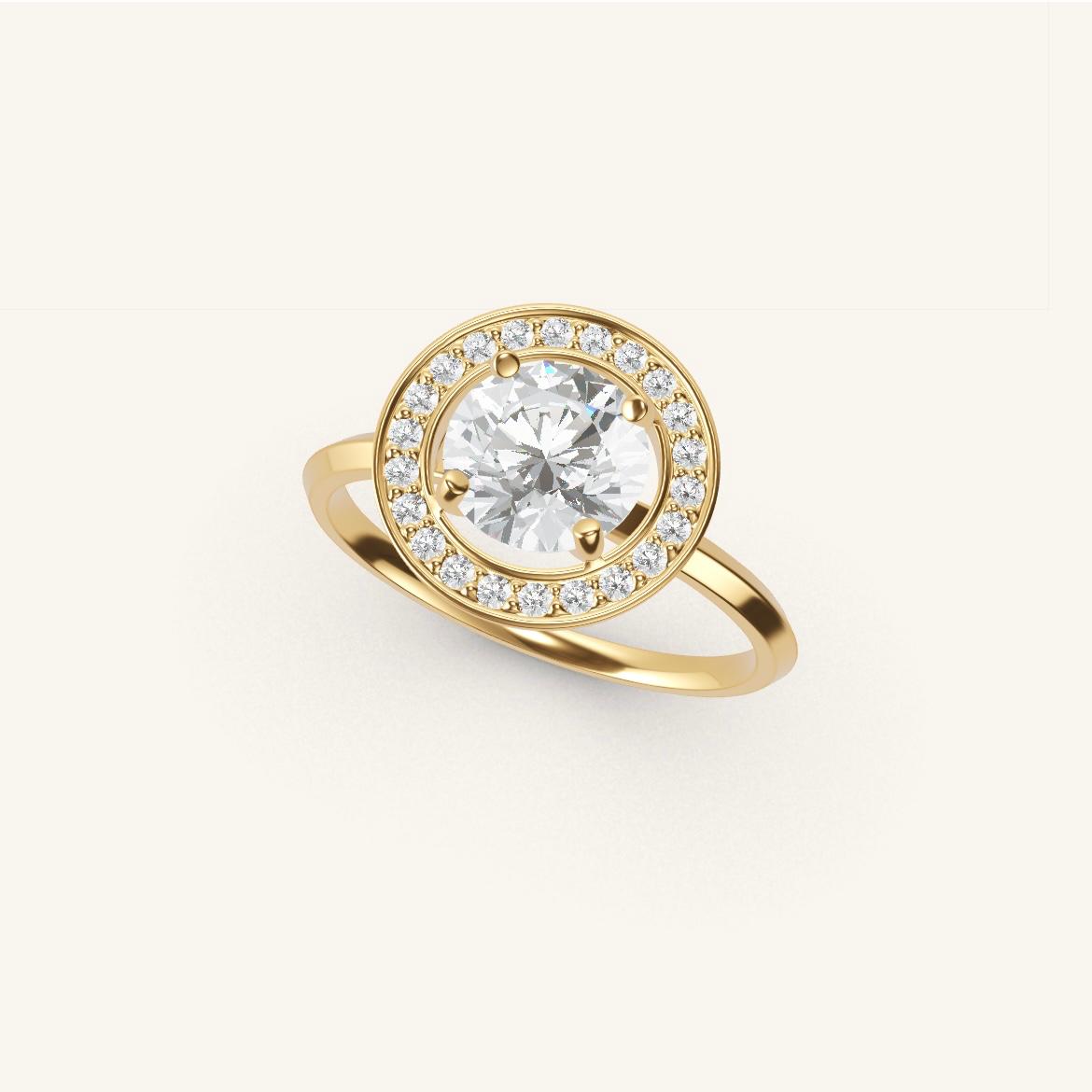 Monceau - Round Diamond - 1 carat - Yellow Gold