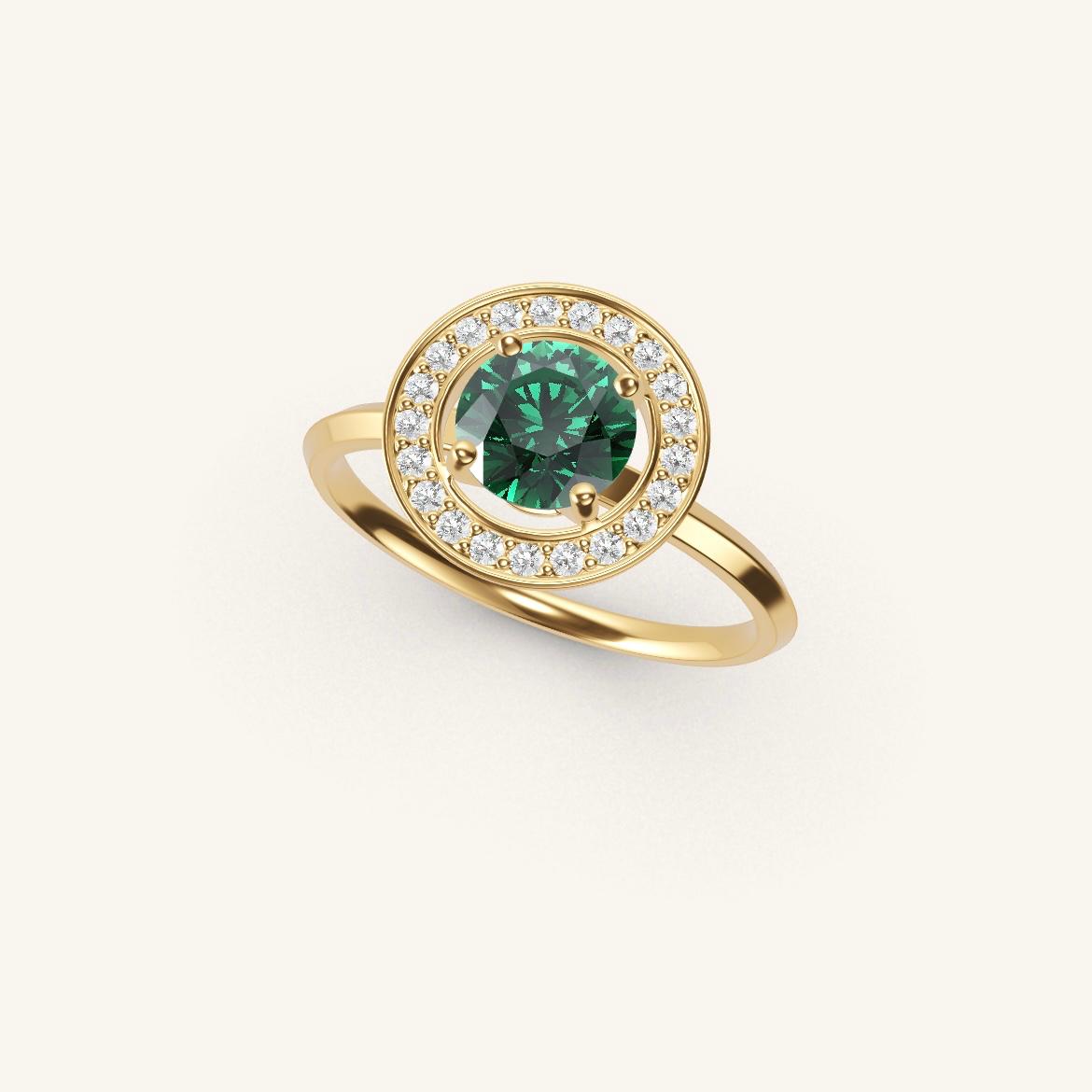 Monceau - Round Emerald - 0.7 carat - Yellow Gold