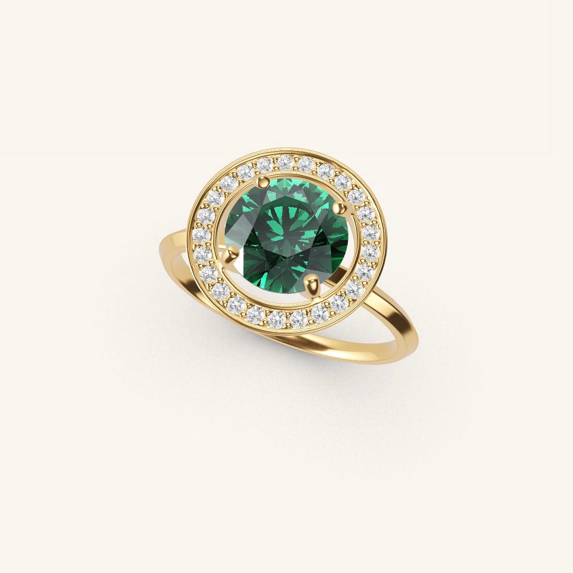 Monceau - Round Emerald - 1.4 carat - Yellow Gold