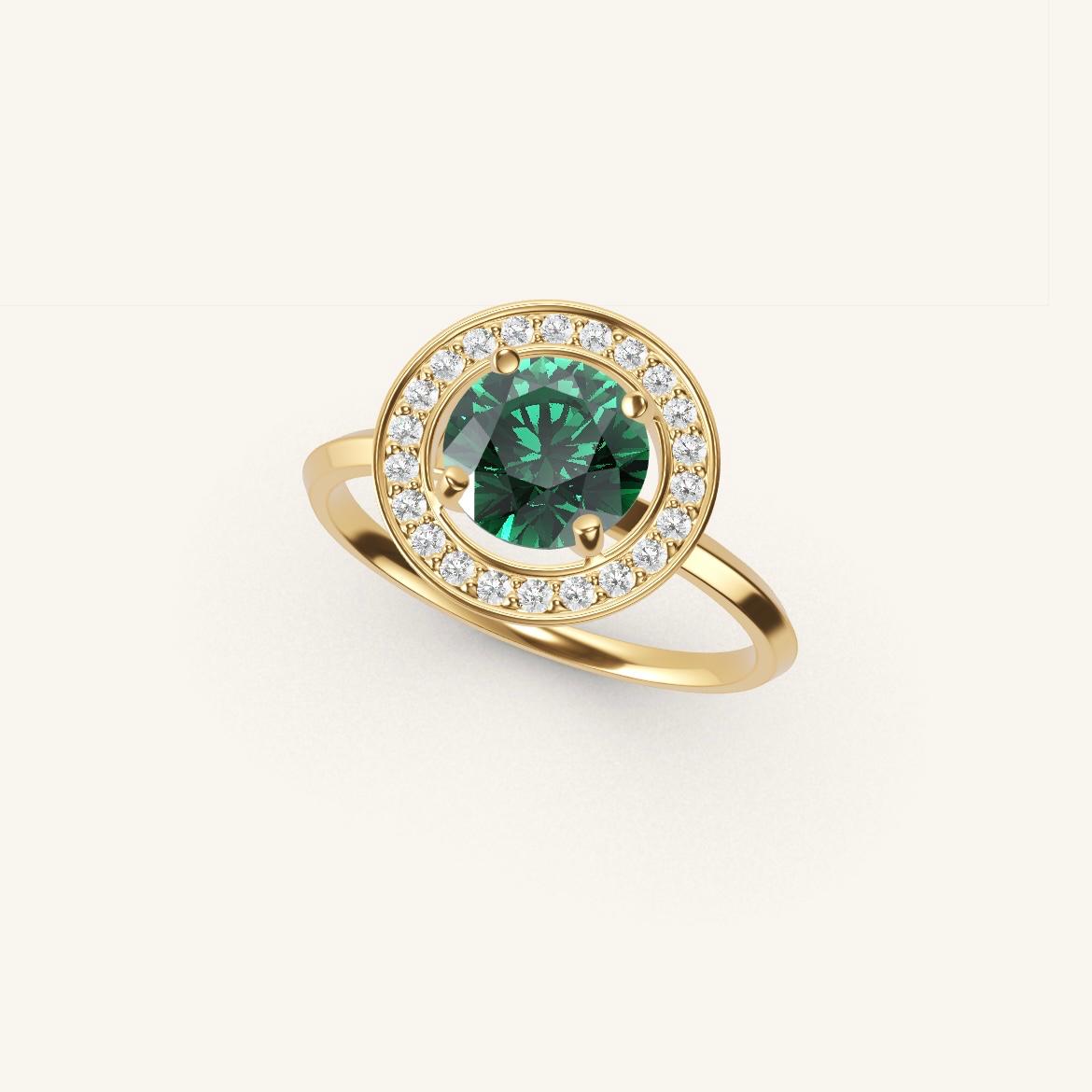 Monceau - Round Emerald - 1 carat - Yellow Gold