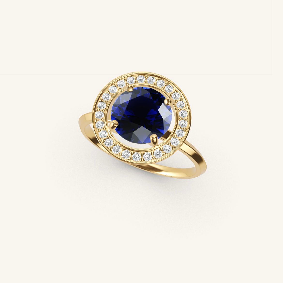 Monceau - Saphir Rond - 1,4 carat - Or Jaune