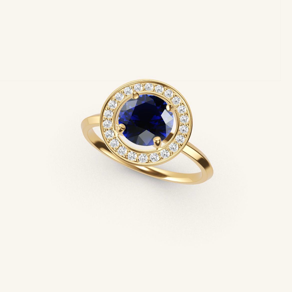 Monceau - Round Sapphire - 1 carat - Yellow Gold