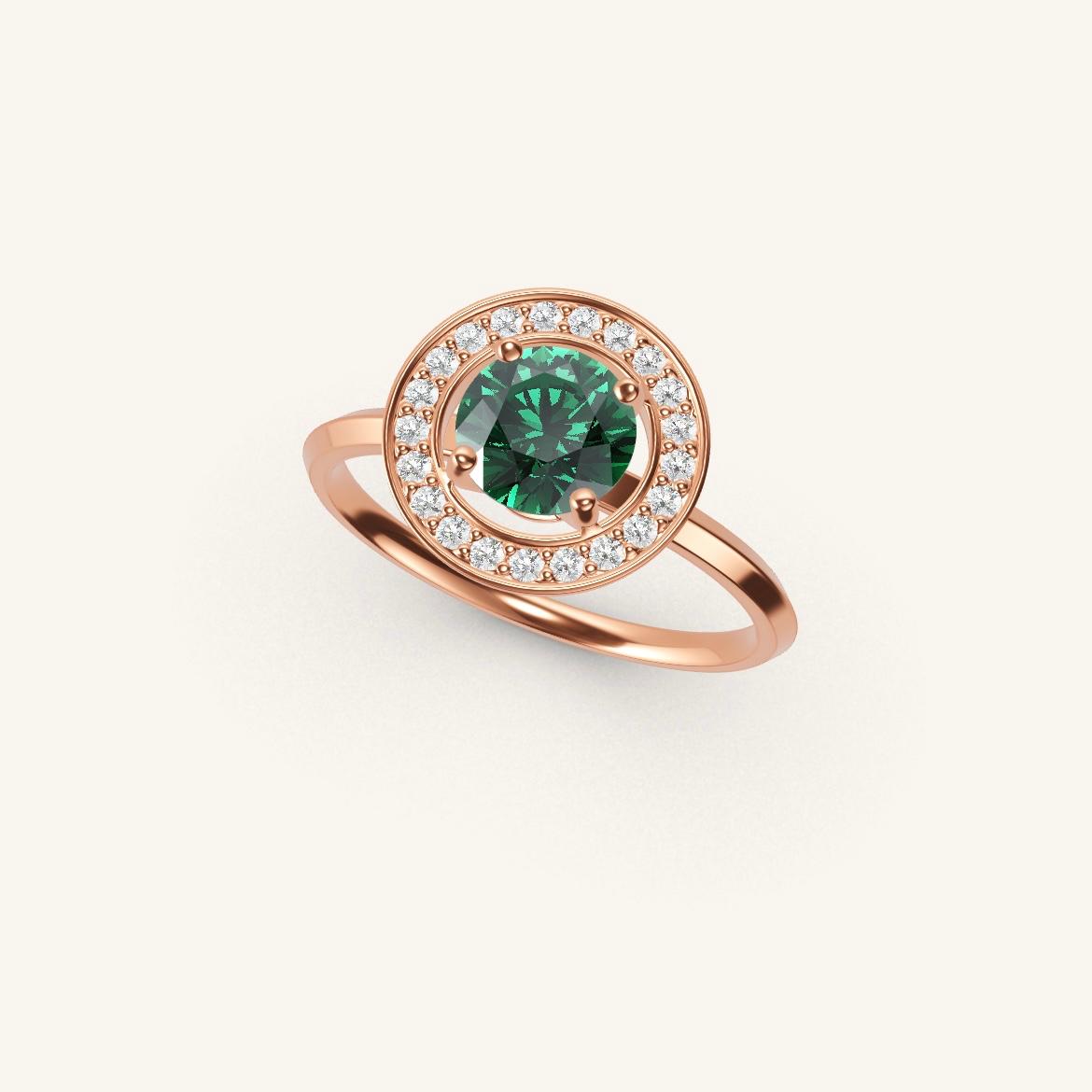 Monceau - Round Emerald - 0.7 carat - Rose Gold