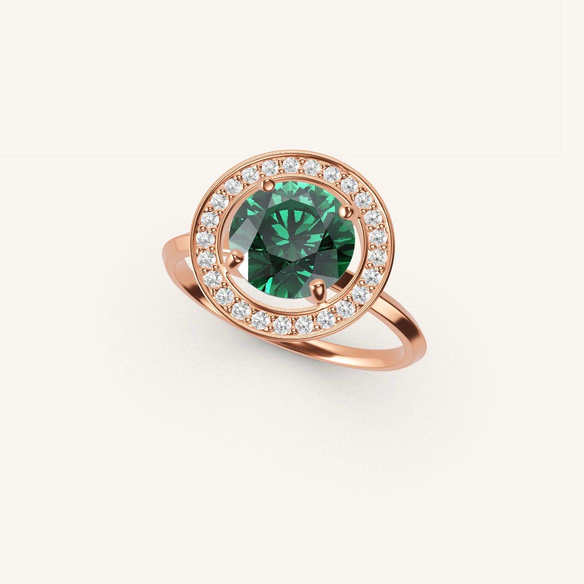 Monceau - Round Emerald - 1.4 carat - Rose Gold