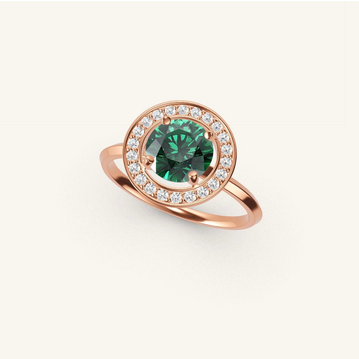 Monceau - Round Emerald - 1 carat - Rose Gold