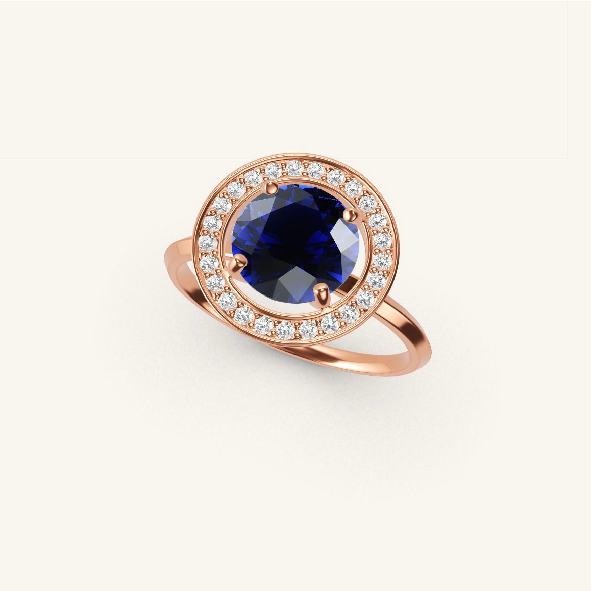 Monceau - Round Sapphire - 1.4 carat - Rose Gold