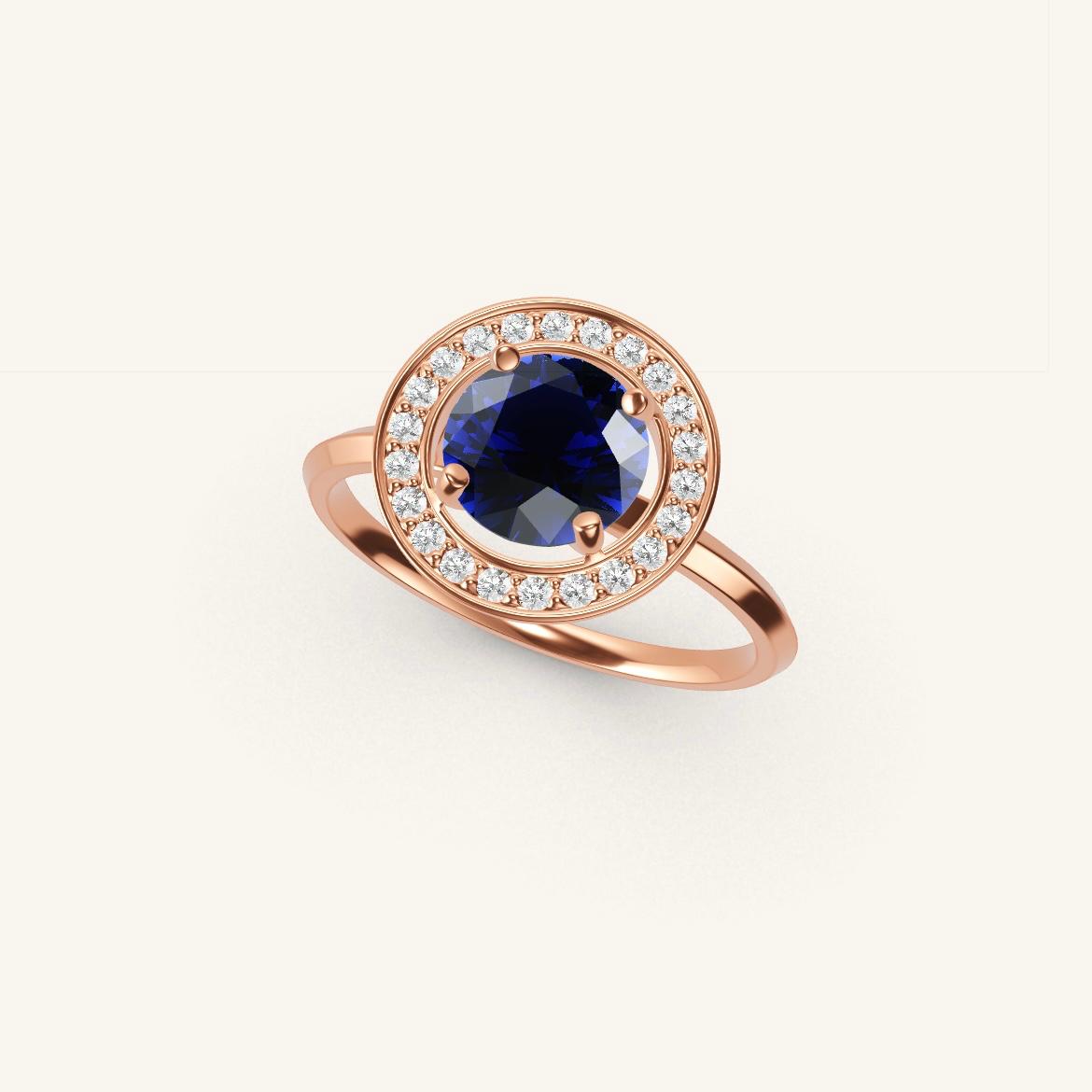 Monceau - Round Sapphire - 1 carat - Rose Gold