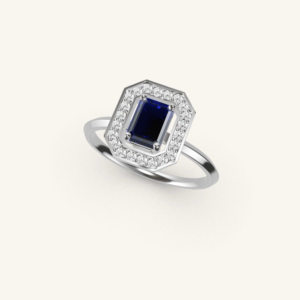 Vendôme - Emerald Sapphire - 0.7 carat - White Gold