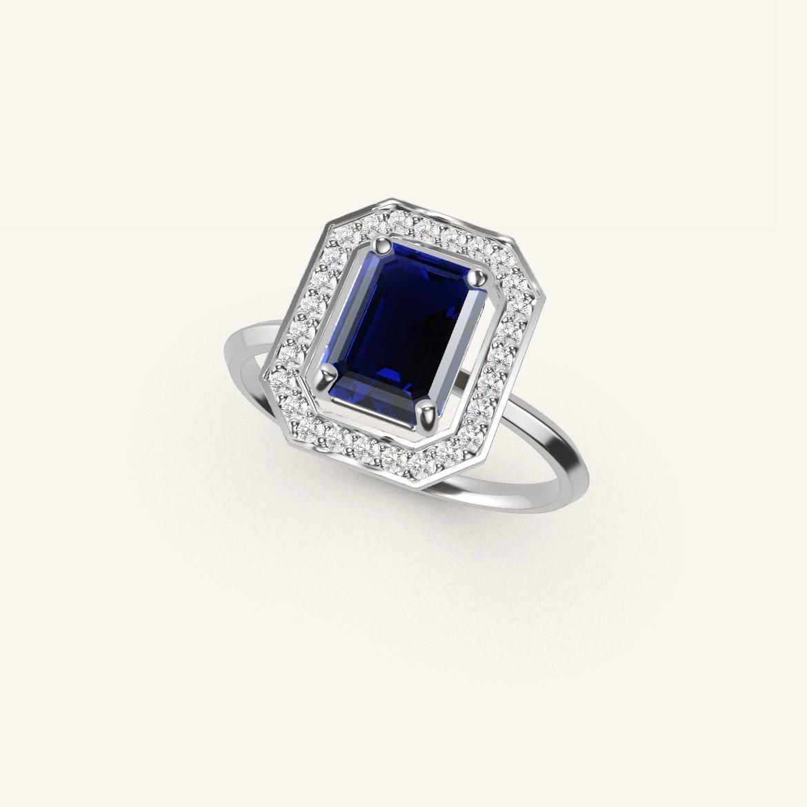 Vendôme - Emerald Sapphire - 1.4 carat - White Gold