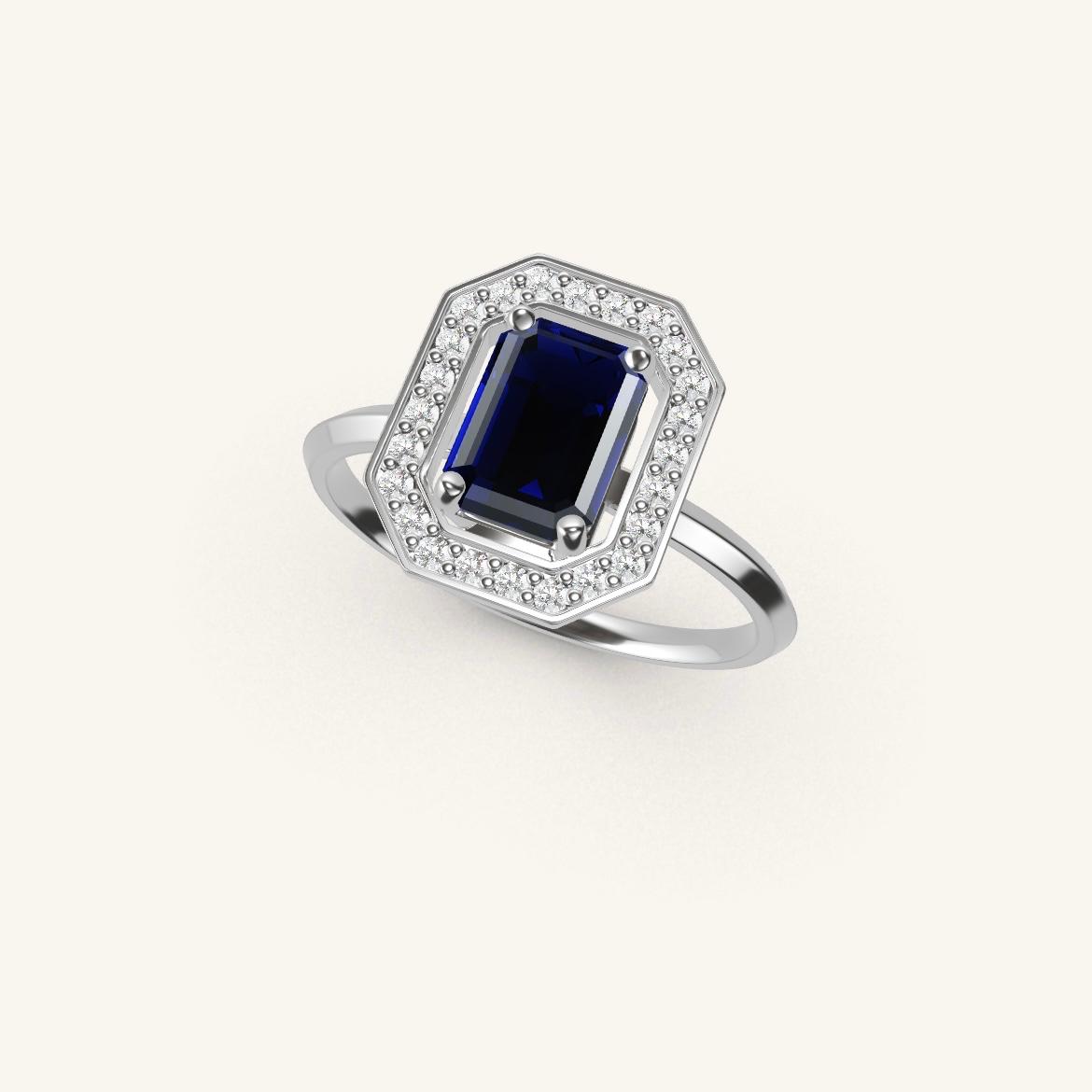 Vendôme - Emerald Sapphire - 1 carat - White Gold